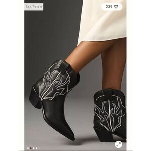 Reformation Otto mini New black cowboy western boots womens size 9 vegetable tan